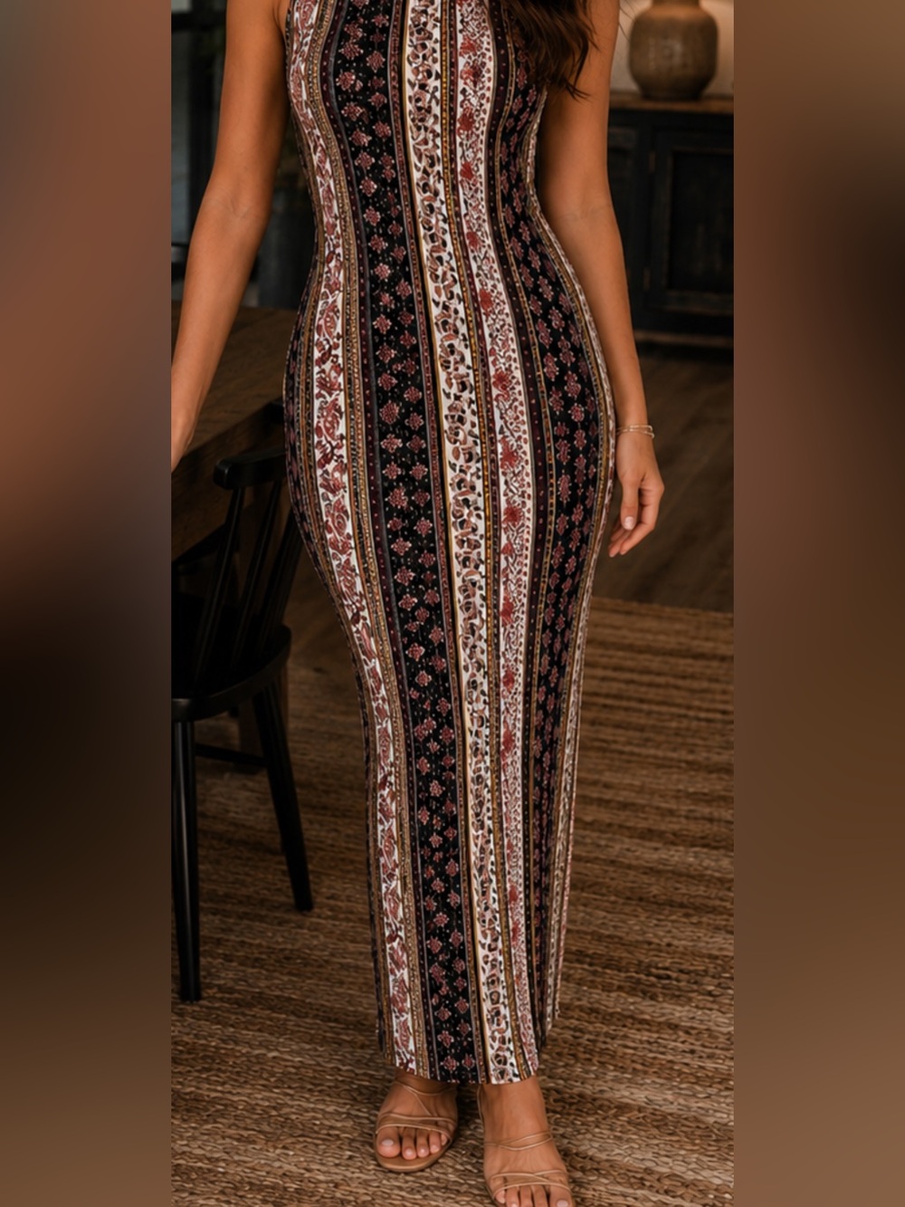 Long cotton maxi dress size L